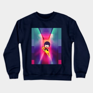 man dancing on a flying pizza Crewneck Sweatshirt